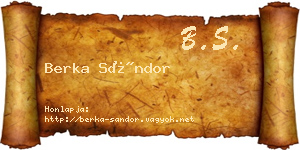 Berka Sándor névjegykártya