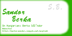 sandor berka business card